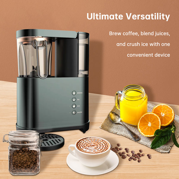 1 PC US plug 4 in 1 multifunctional electric coffee maker, coffee grinder, coffee  brewer, juicer and ice crusher functions as one, with individual juice cups  Concealed water catch tray is extremely