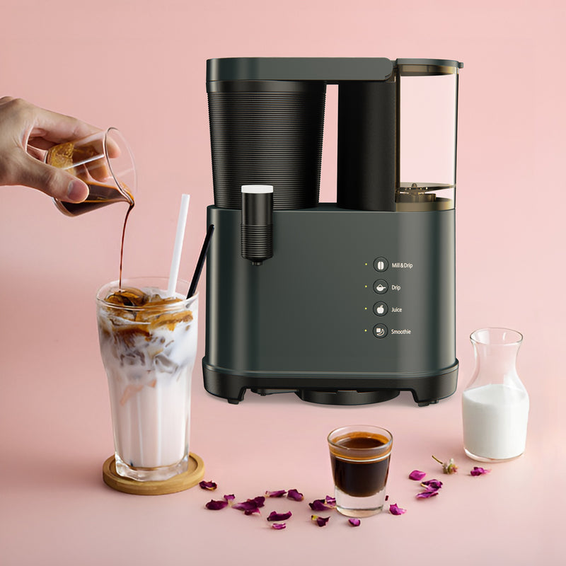 CXBER®BrewFlex All-in-One Coffee Machine: Brew, Grind, Blend, and Crush Ice for Personalized Beverages. Saves Time, Space, and Effort, and Easy to Clean